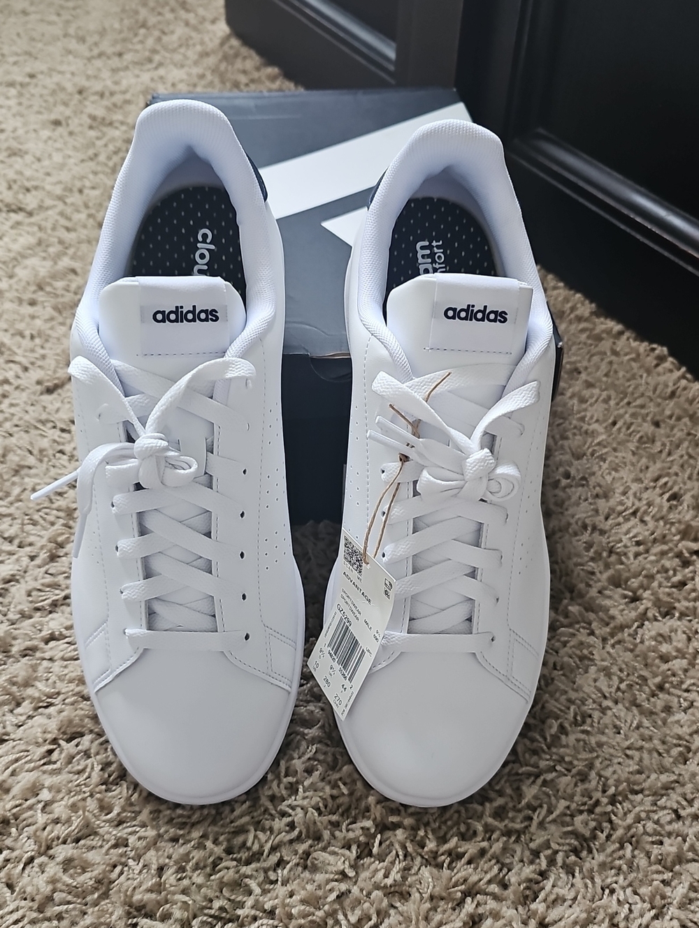 NWT Adidas Advantage Shoes White Sneakers Cloudfoam Comfort 10 Tennis Shoes - Picture 4 of 10